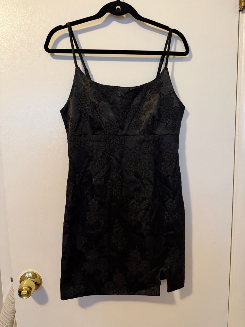 wild fable Black Floral Jacquard Slip Dress